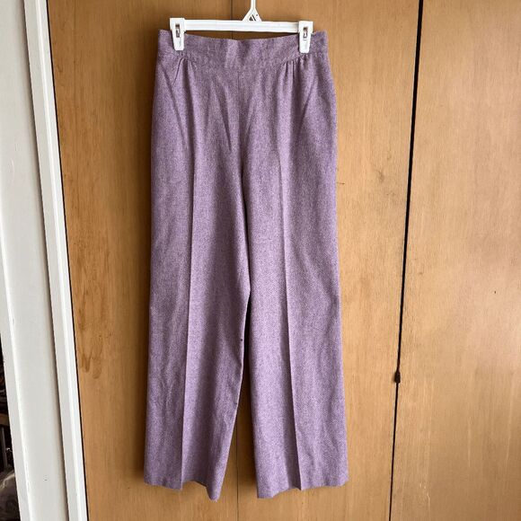 Vintage Lavender Wool-Blend High-Rise Pants V-Waist Front, Wide Leg (Fits 8–10) - Picture 7 of 14